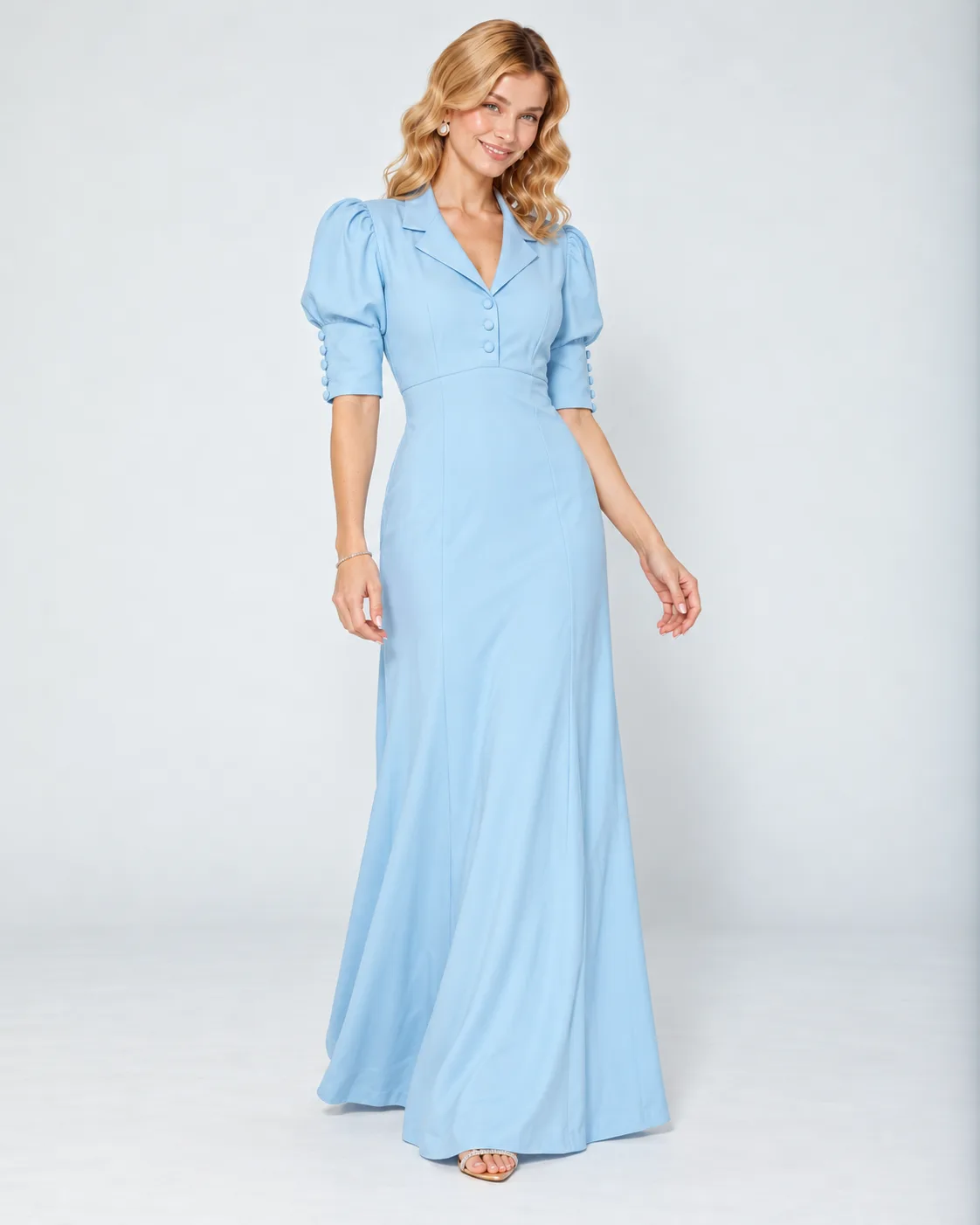 Vestido largo Flor de Piel con mangas abullonadas – vista 4